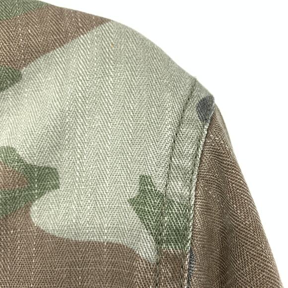 Topshop Women's Size 4 Green Jacket Camouflage Print Collared Front Pockets - Picture 5 of 8